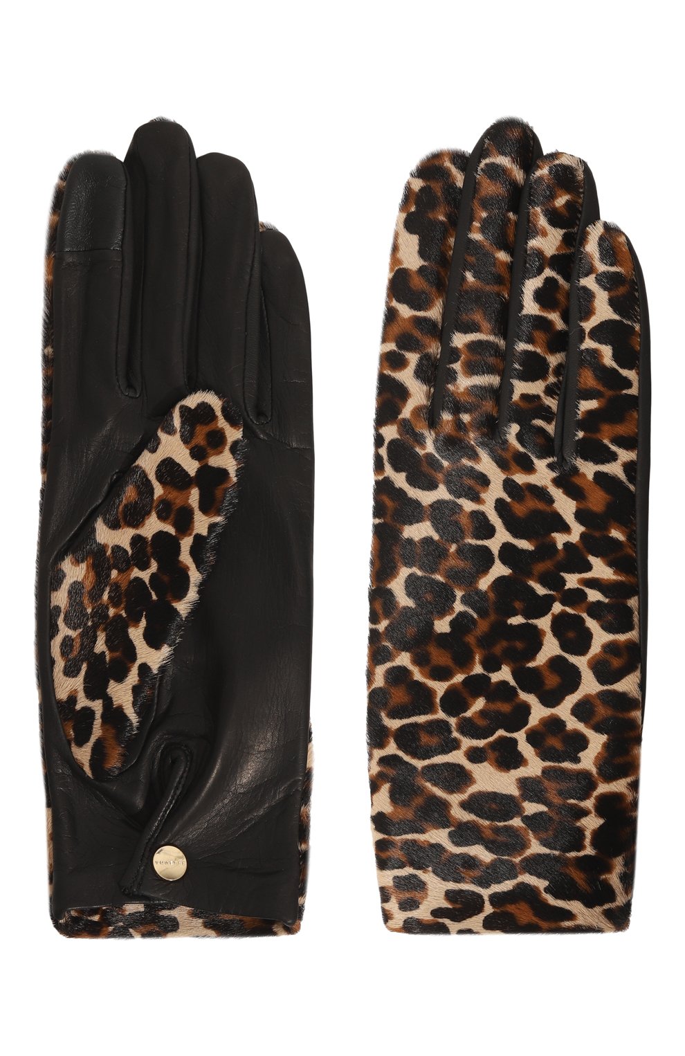 Женские кожаные перчатки AGNELLE леопардового цвета, арт. CHL0ECALF/S | Фото 2 (Материал: Натуральная кожа)