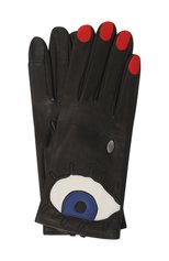 Женские кожаные перчатки AGNELLE черного цвета, арт. JEZABEL/S | Фото 1 (Материал: Натуральная кожа)