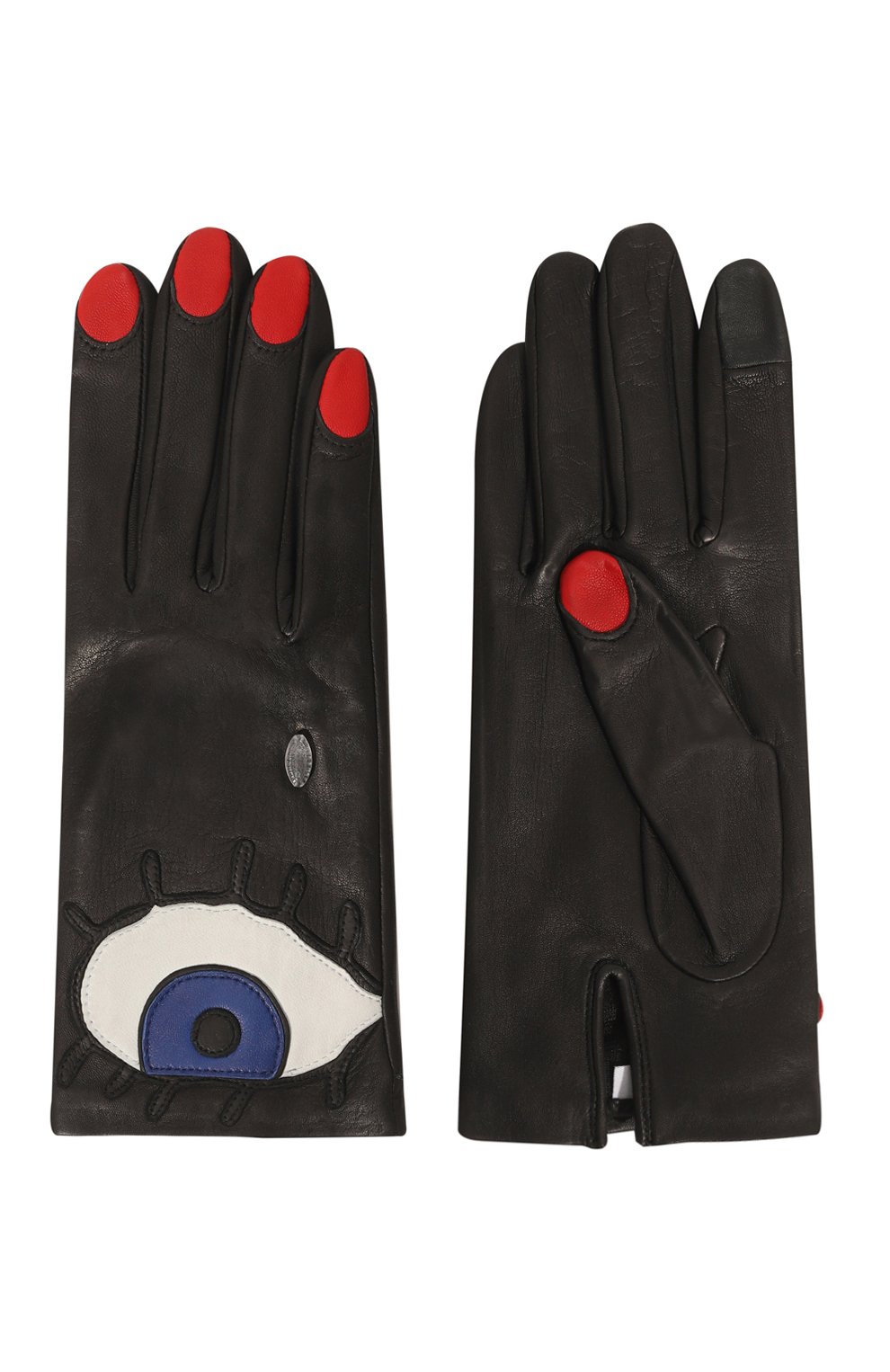 Женские кожаные перчатки AGNELLE черного цвета, арт. JEZABEL/S | Фото 2 (Материал: Натуральная кожа)