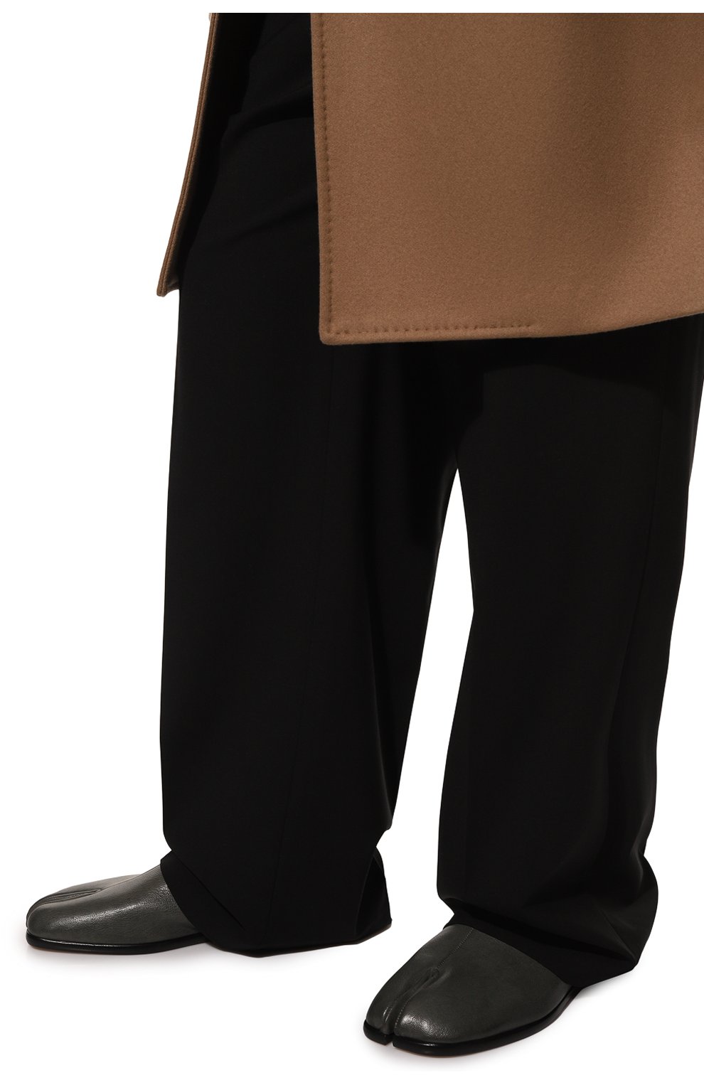Мужские кожаные слиперы tabi MAISON MARGIELA темно-серого цвета, арт. S57WR0051/PR058 | Фото 3 (Материал внутренний: Натуральная кожа; Мужское Кросс-КТ: Слиперы-обувь; Стили: Кэжуэл)