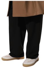Мужские кожаные кеды MM6 кремвого цвета, арт. S59WS0193/P0673 | Фото 3 (Материал внутренний: Натуральная кожа; Стили: Классический; Материал утеплителя: Без утеплителя; Подошва: Массивная)