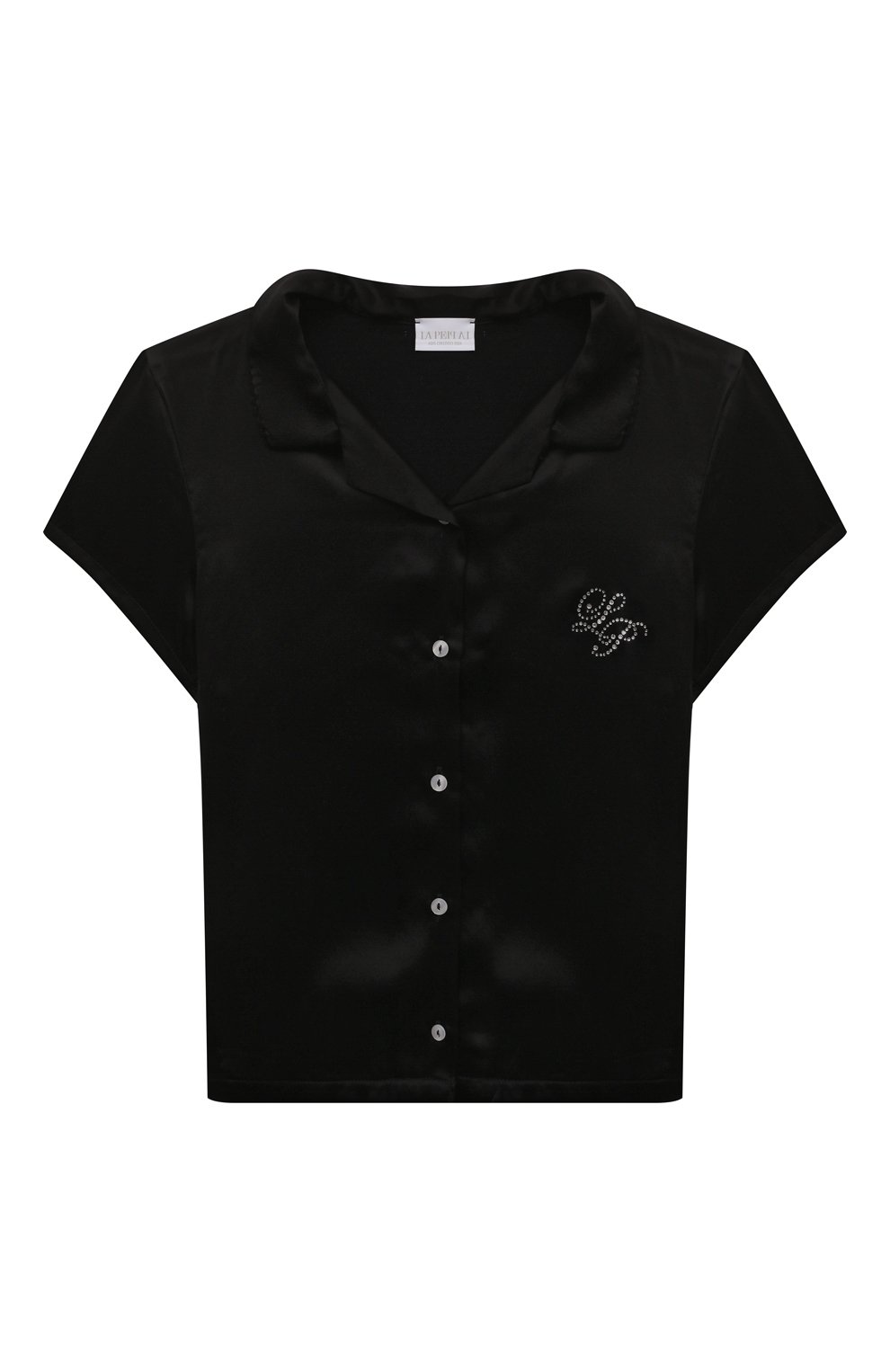 Детская шелковая пижама LA PERLA черного цвета, арт. 70311/10A-14A | Фото 2 (Материал внешний: Шелк; Рукава: Короткие)