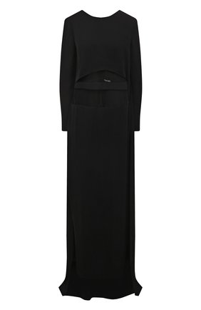 Женское шелковое платье TOM FORD черного цвета, арт. AC5860/T13987 | Фото 1 (Длина Ж (юбки, платья, шорты): Макси; Материал внешний: Синтетический материал, Шелк; Рукава: Длинные)