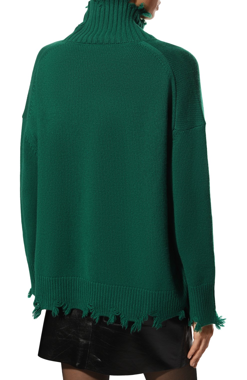 Женский кашемировый свитер ADDICTED зеленого цвета, арт. MK890 | Фото 4 (Женское Кросс-КТ: Свитер-одежда; Материал внешний: Шерсть, Кашемир; Рукава: Длинные; Длина (для топов): Стандартные; Стили: Гранж)