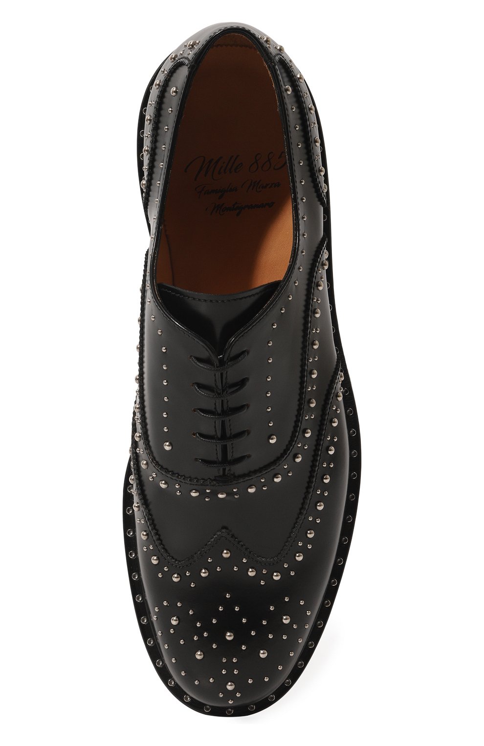 Мужские кожаные оксфорды MILLE 885 черного цвета, арт. PRAT0 REAL NER0 | Фото 6 (Материал внутренний: Натуральная кожа; Стили: Классический; Мужское Кросс-КТ: Вечерняя обувь)