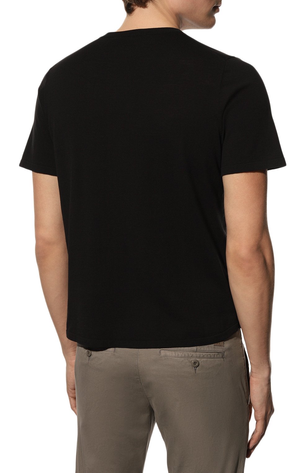 Мужская хлопковая футболка VAN LAACK черного цвета, арт. SAN0S/S00174 | Фото 4 (Принт: Без принта; Рукава: Короткие; Длина (для топов): Стандартные; Материал внешний: Хлопок; Стили: Минимализм)