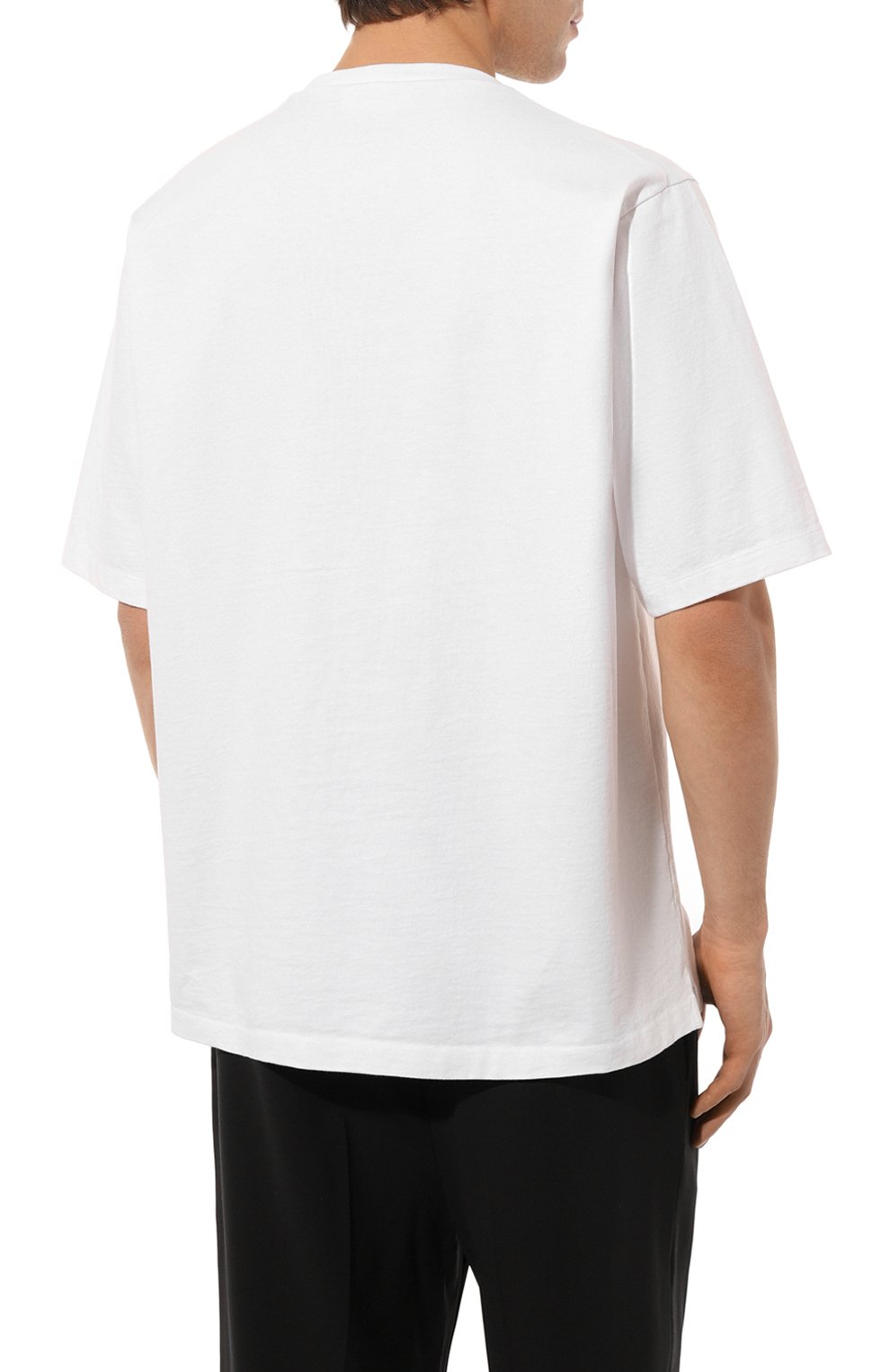 Мужская хлопковая футболка DSQUARED2 белого цвета, арт. S74GD1077/S23851 | Фото 4 (Принт: Без принта; Рукава: Короткие; Длина (для топов): Стандартные; Материал внешний: Хлопок; Размерность: Маломерит; Стили: Кэжуэл)