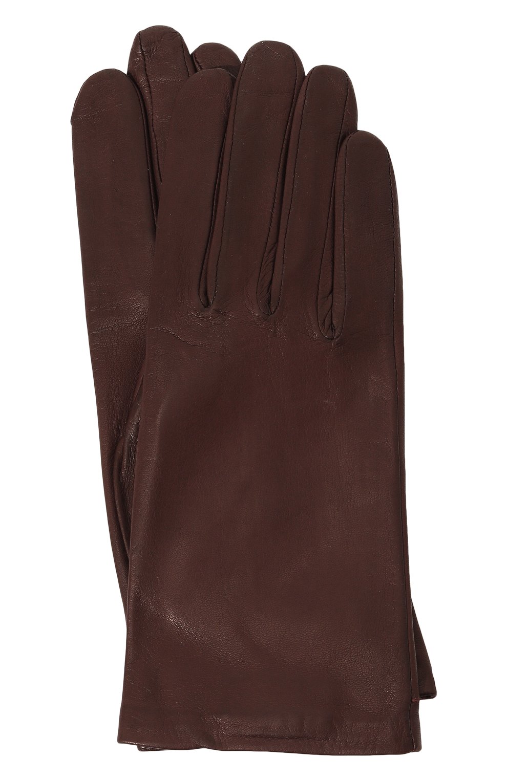 Женские кожаные перчатки с подкладкой из шелка AGNELLE темно-бордового цвета, арт. KATE/S | Фото 1 (Материал: Натуральная кожа)