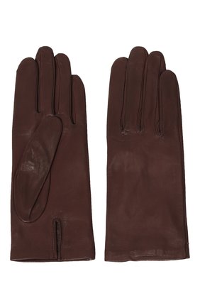 Женские кожаные перчатки с подкладкой из шелка AGNELLE темно-бордового цвета, арт. KATE/S | Фото 2 (Материал: Натуральная кожа)
