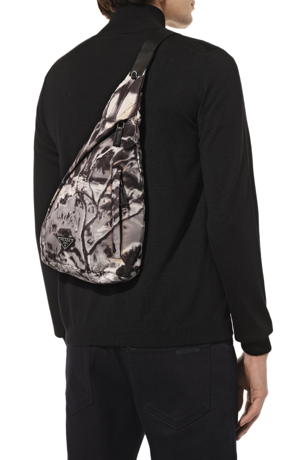 Мужской текстильный рюкзак PRADA серого цвета, арт. 2VZ092-2DXT-F0424-OOO | Фото 2 (Ремень/цепочка: На ремешке, На плечо; Стили: Кэжуэл; Размер: large)