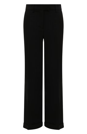 Женские брюки из шерсти и вискозы TRUSSARDI черного цвета, арт. 56P00379-1T006137 | Фото 1 (Длина (брюки, джинсы): Удлиненные; Материал внешний: Шерсть, Вискоза; Женское Кросс-КТ: Брюки-одежда; Силуэт Ж (брюки и джинсы): Расклешенные; Стили: Кэжуэл)