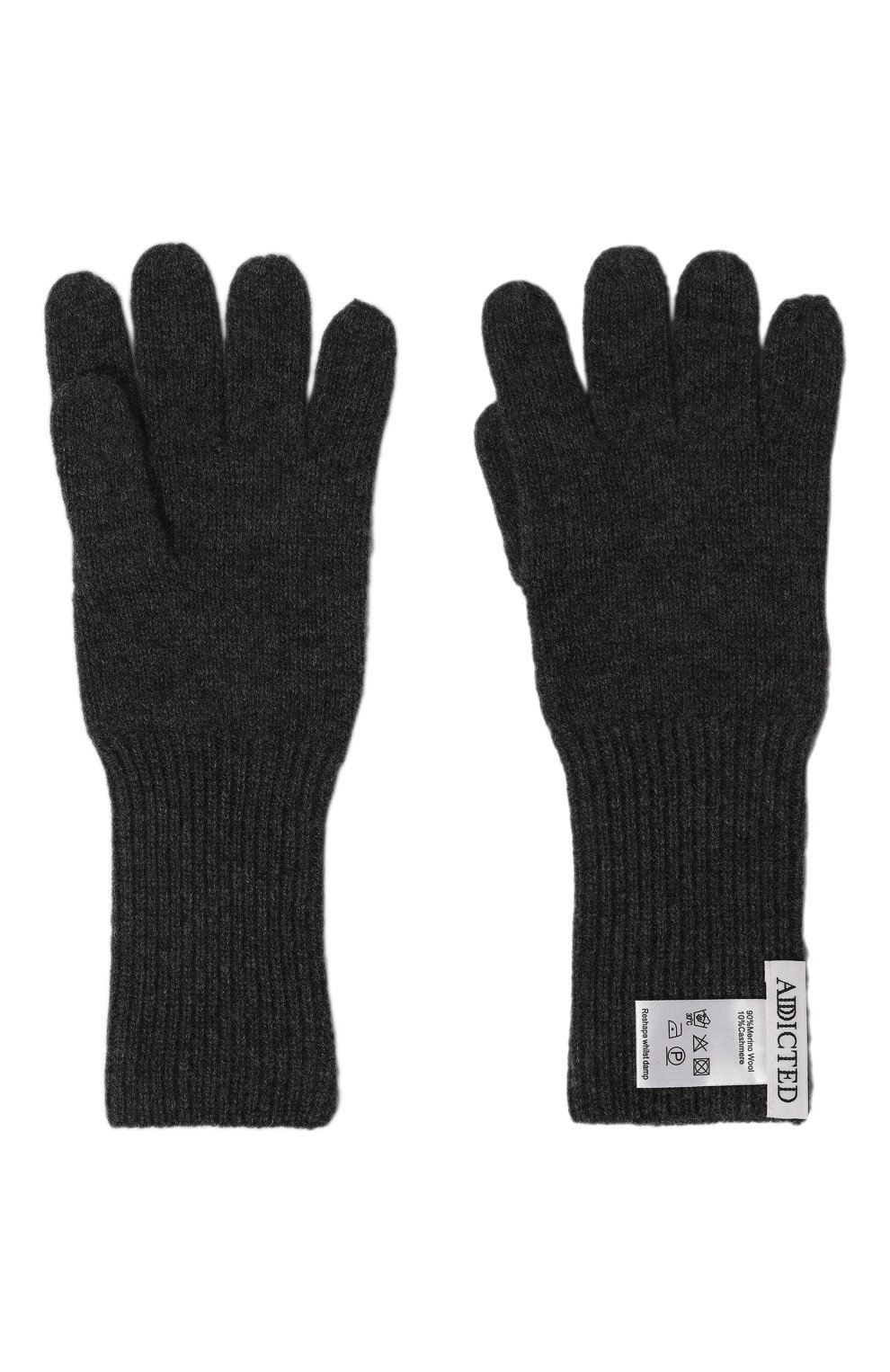 Женские перчатки из шерсти и кашемира ADDICTED темно-серого цвета, арт. MK907 | Фото 3 (Материал: Текстиль, Шерсть)