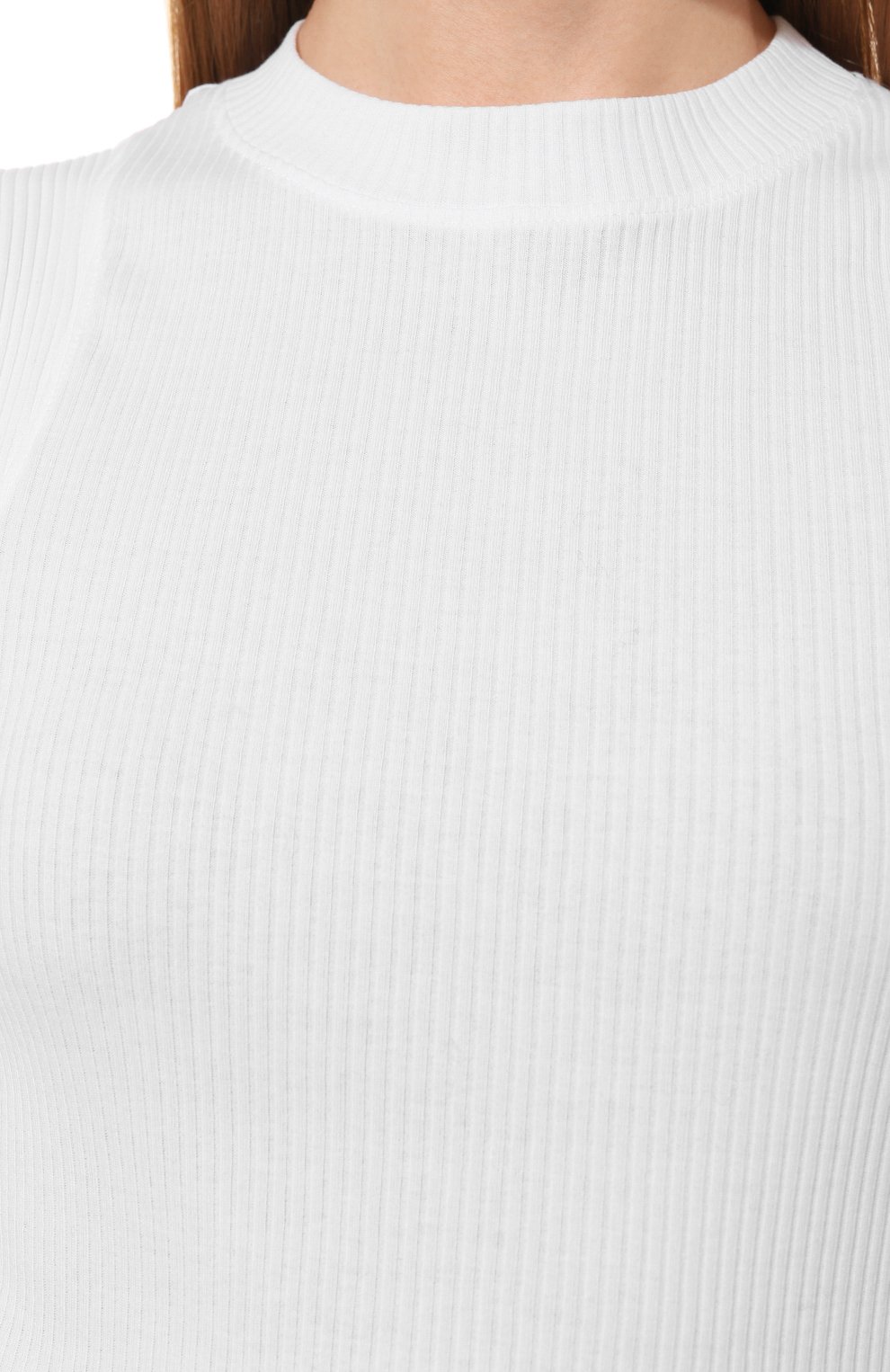 Женский хлопковый топ BRUNELLO CUCINELLI белого цвета, арт. MH990BM100 | Фото 5 (Длина (для топов): Стандартные; Материал внешний: Хлопок; Рукава: Без рукавов; Стили: Кэжуэл)