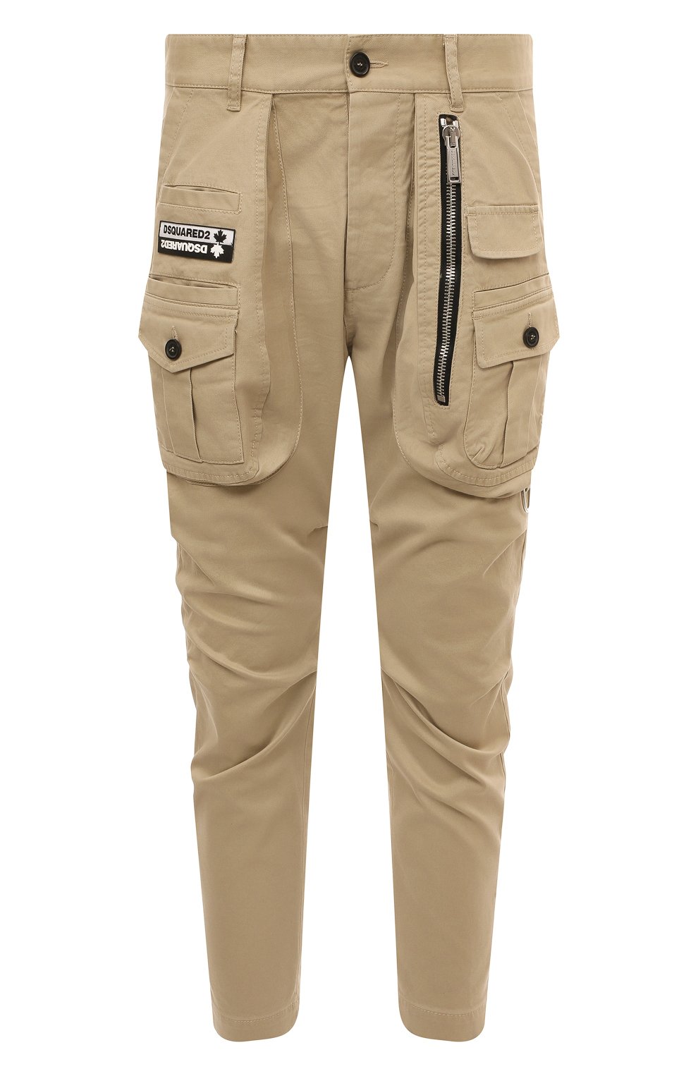 Мужские хлопковые брюки-карго DSQUARED2 бежевого цвета, арт. S74KB0732/S39021 | Фото 1 (Силуэт М (брюки): Карго; Случай: Повседневный; Стили: Гранж; Материал внешний: Хлопок; Длина (брюки, джинсы): Укороченные)