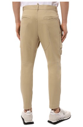 Мужские хлопковые брюки-карго DSQUARED2 бежевого цвета, арт. S74KB0732/S39021 | Фото 4 (Силуэт М (брюки): Карго; Случай: Повседневный; Стили: Гранж; Материал внешний: Хлопок; Длина (брюки, джинсы): Укороченные)