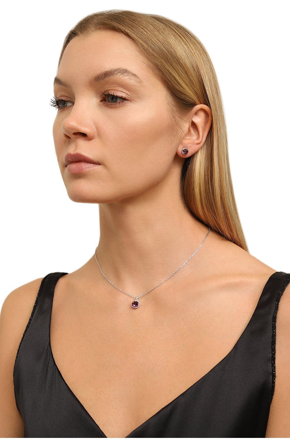 Женская кулон на цепочке birthstone SWAROVSKI фиолетового цвета, арт. 5522773 | Фото 2 (Материал: Металл)