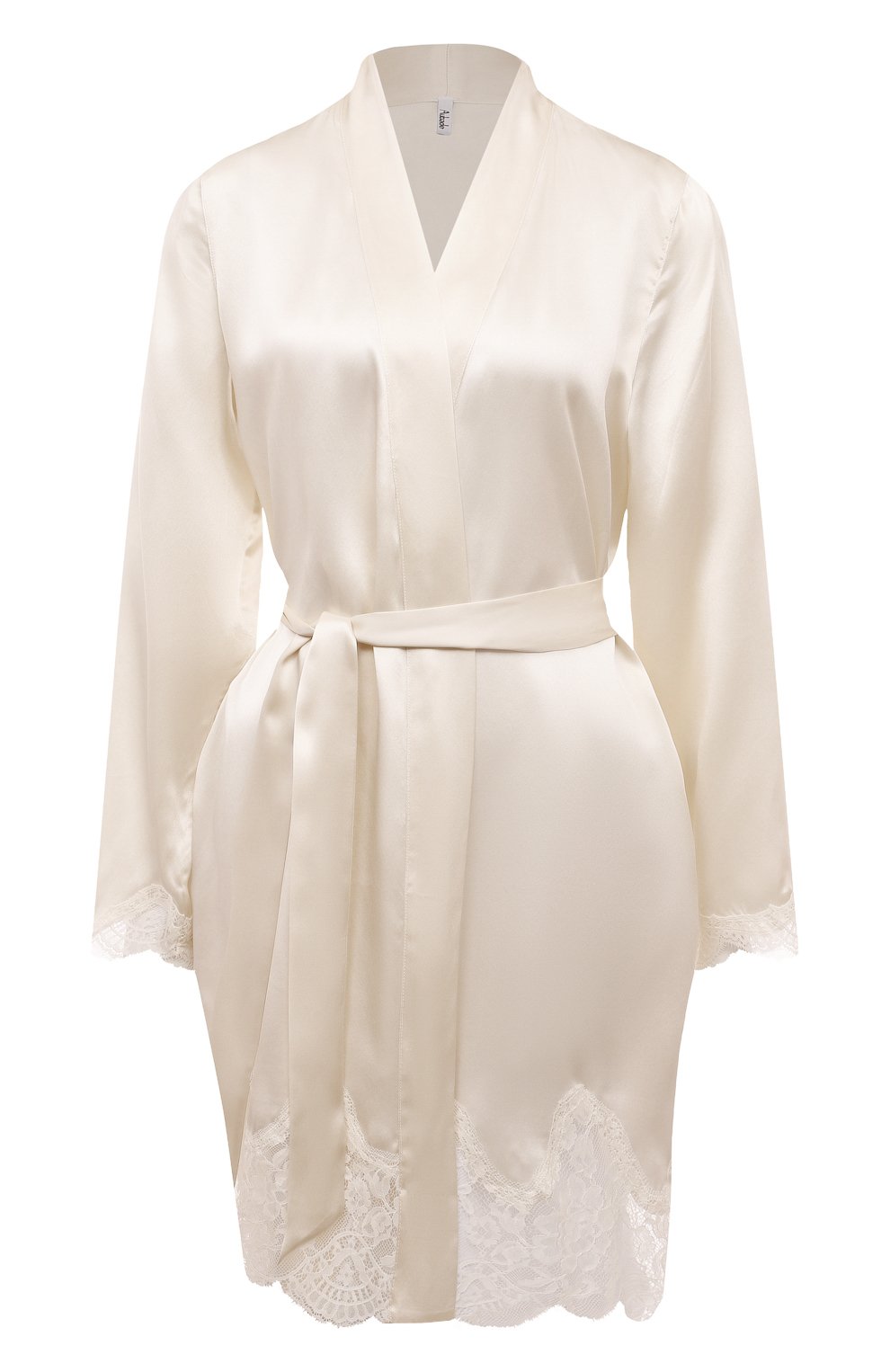 Женский шелковый халат AUBADE молочного цвета, арт. QS65 | Фото 1 (Материал внешний: Шелк)