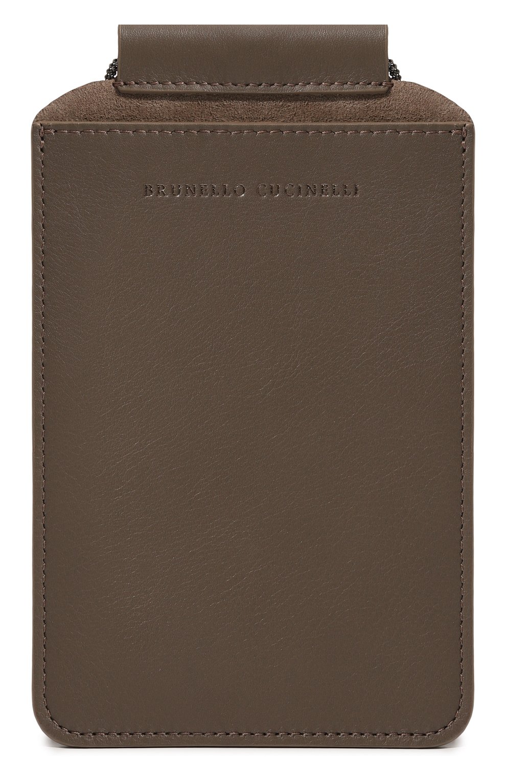 Кожаный чехол для iphone BRUNELLO CUCINELLI коричневого цвета, арт. MWHED2531 | Фото 1 (Женское Кросс-КТ: Кожа iPhone)