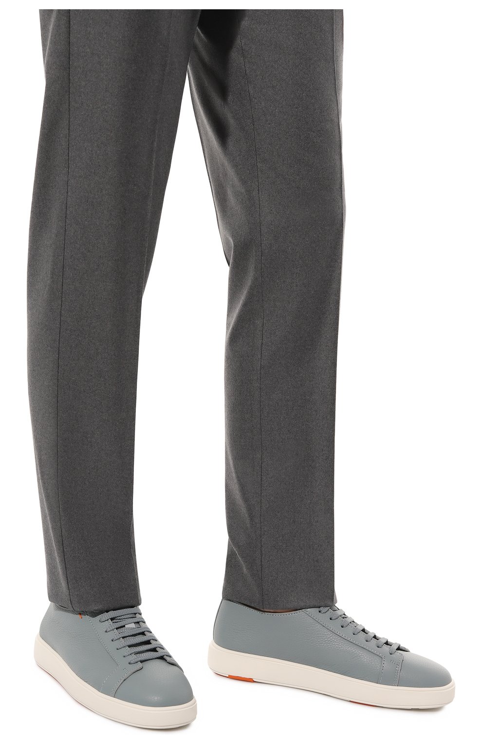Мужские кожаные кеды SANTONI голубого цвета, арт. MBCD21571BARCSB4Z29 | Фото 3 (Материал внутренний: Натуральная кожа; Стили: Классический; Материал утеплителя: Без утеплителя; Подошва: Массивная)