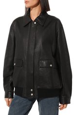 Женская кожаная куртка MAINLESS черного цвета, арт. LMJ22-01-01-BL | Фото 3 (Кросс-КТ: Куртка; Рукава: Длинные; Стили: Гранж; Материал внешний: Натуральная кожа; Длина (верхняя одежда): Короткие)