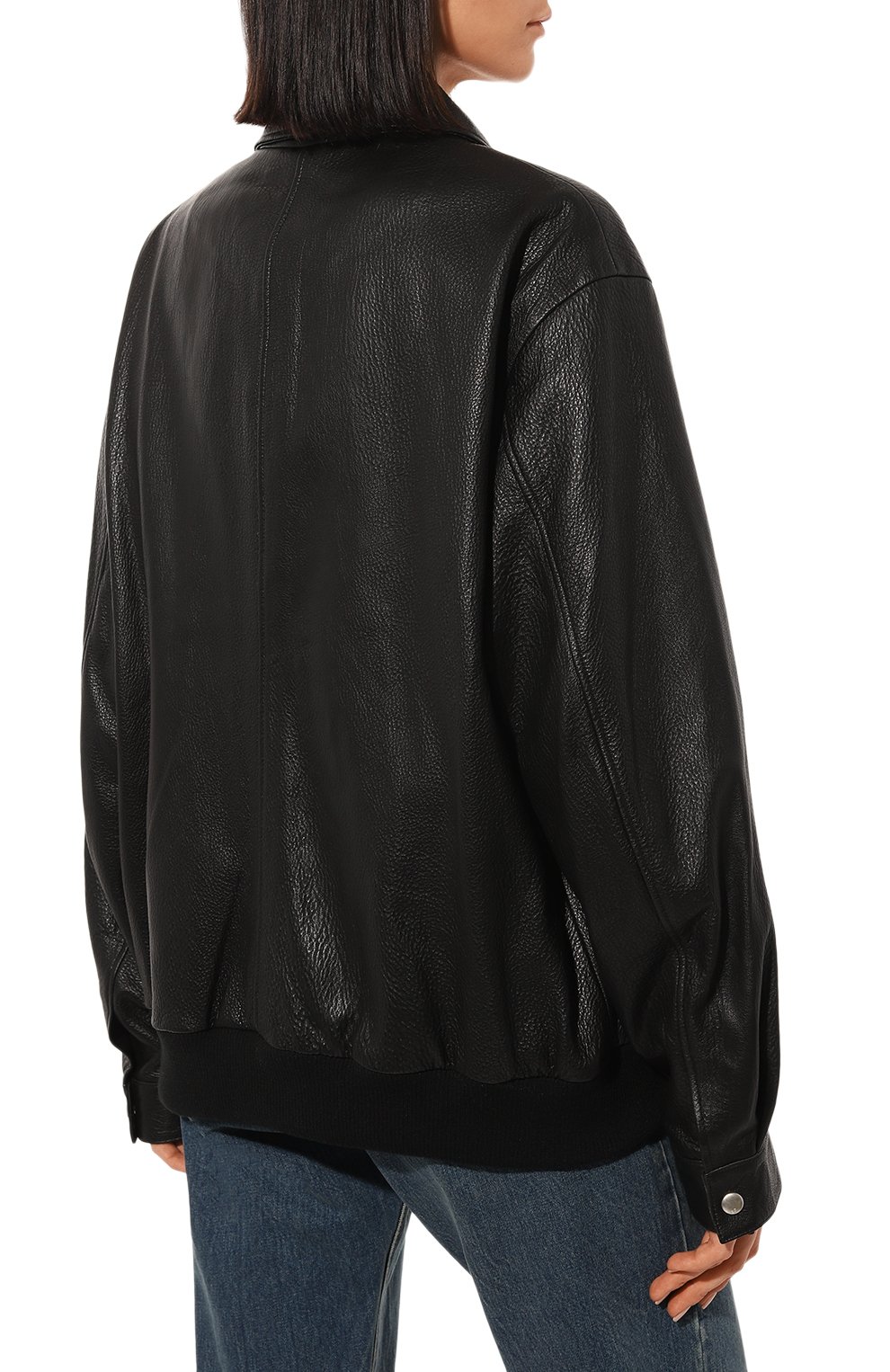 Женская кожаная куртка MAINLESS черного цвета, арт. LMJ22-01-01-BL | Фото 4 (Кросс-КТ: Куртка; Рукава: Длинные; Стили: Гранж; Материал внешний: Натуральная кожа; Длина (верхняя одежда): Короткие)
