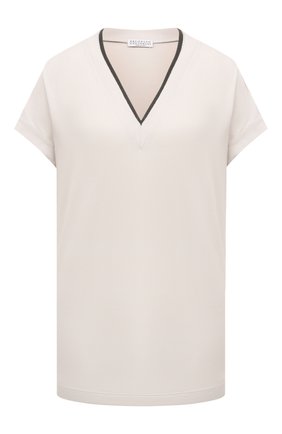 Женская хлопковая футболка BRUNELLO CUCINELLI белого цвета по цене 66500 руб., арт. M0T18BD222 | Фото 1