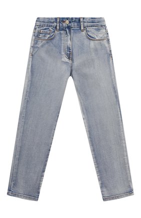 Детские джинсы MONNALISA голубого цвета, арт. 79A405NP | Фото 1 (Материал внешний: Хлопок; Детали: Потертости)