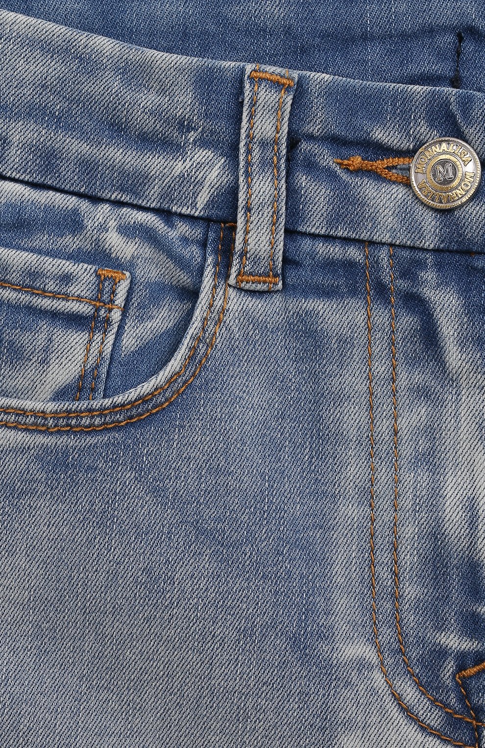 Детские джинсы MONNALISA голубого цвета, арт. 79A405NP | Фото 3 (Материал внешний: Хлопок; Детали: Потертости)