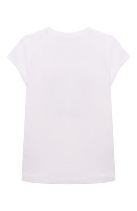 Детская хлопковая футболка MONNALISA белого цвета, арт. 11A603 | Фото 2 (Девочки Кросс-КТ: футболка-одежда; Рукава: Короткие; Материал внешний: Хлопок)