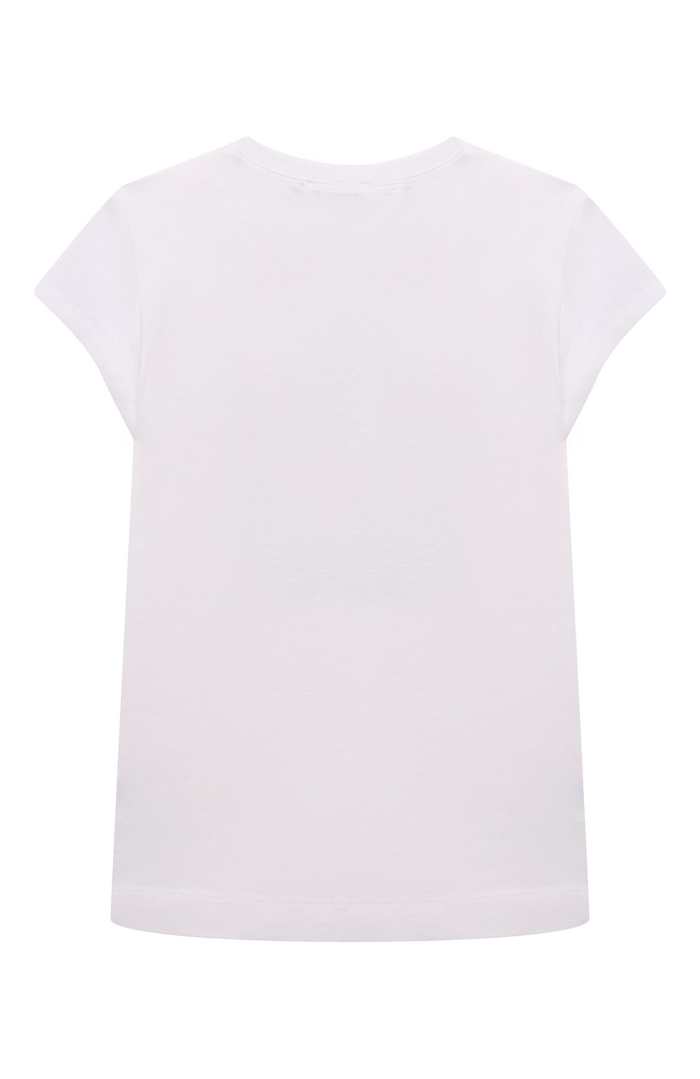 Детская хлопковая футболка MONNALISA белого цвета, арт. 19A601 | Фото 2 (Девочки Кросс-КТ: футболка-одежда; Рукава: Короткие; Материал внешний: Хлопок)