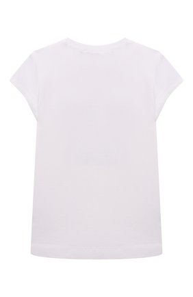Детская хлопковая футболка MONNALISA белого цвета, арт. 19A601 | Фото 2 (Девочки Кросс-КТ: футболка-одежда; Рукава: Короткие; Материал внешний: Хлопок)