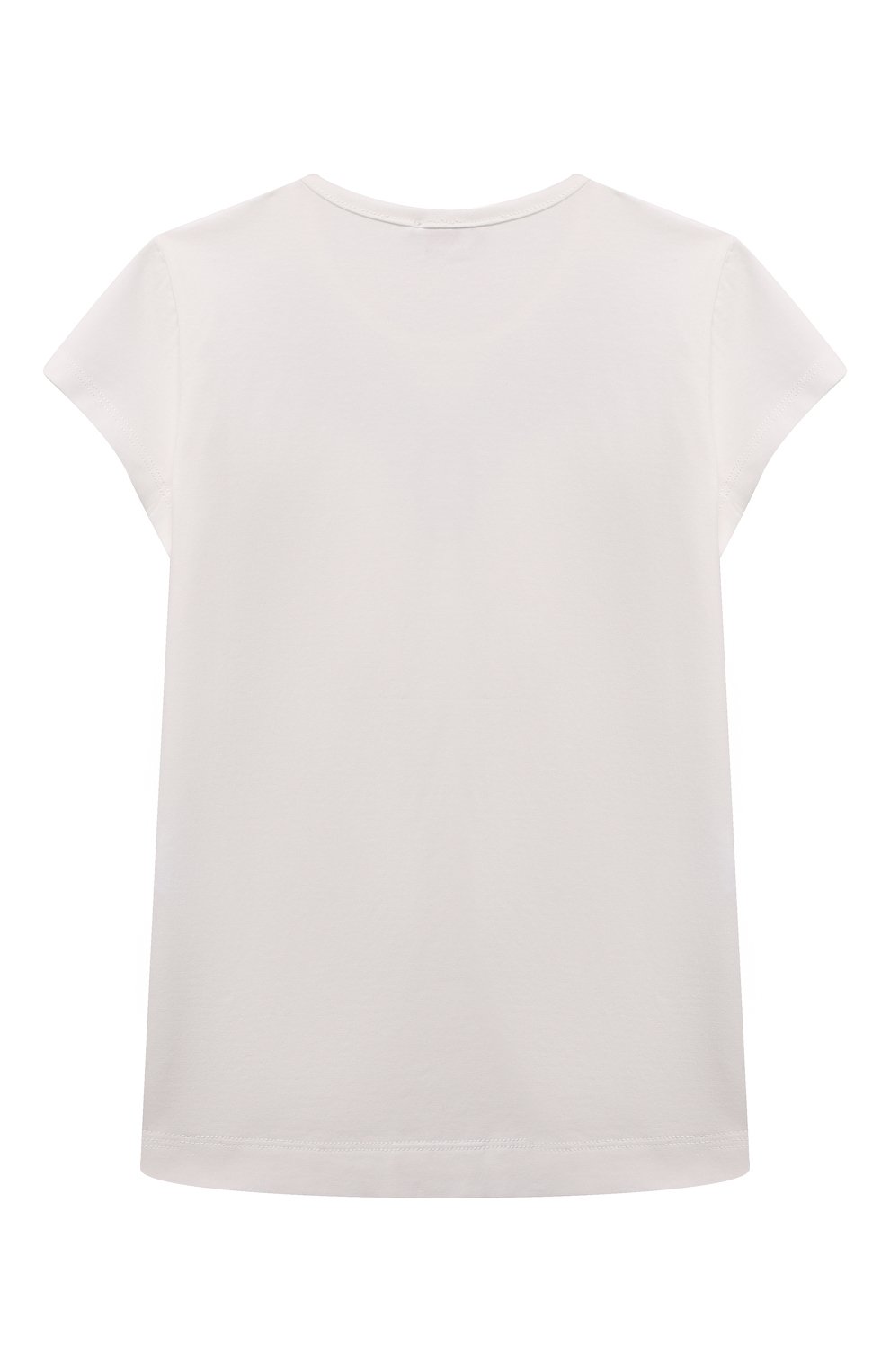 Детская хлопковая футболка MONNALISA белого цвета, арт. 71A602 | Фото 2 (Девочки Кросс-КТ: футболка-одежда; Рукава: Короткие; Материал внешний: Хлопок)