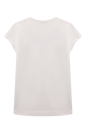 Детская хлопковая футболка MONNALISA белого цвета, арт. 71A602 | Фото 2 (Девочки Кросс-КТ: футболка-одежда; Рукава: Короткие; Материал внешний: Хлопок)