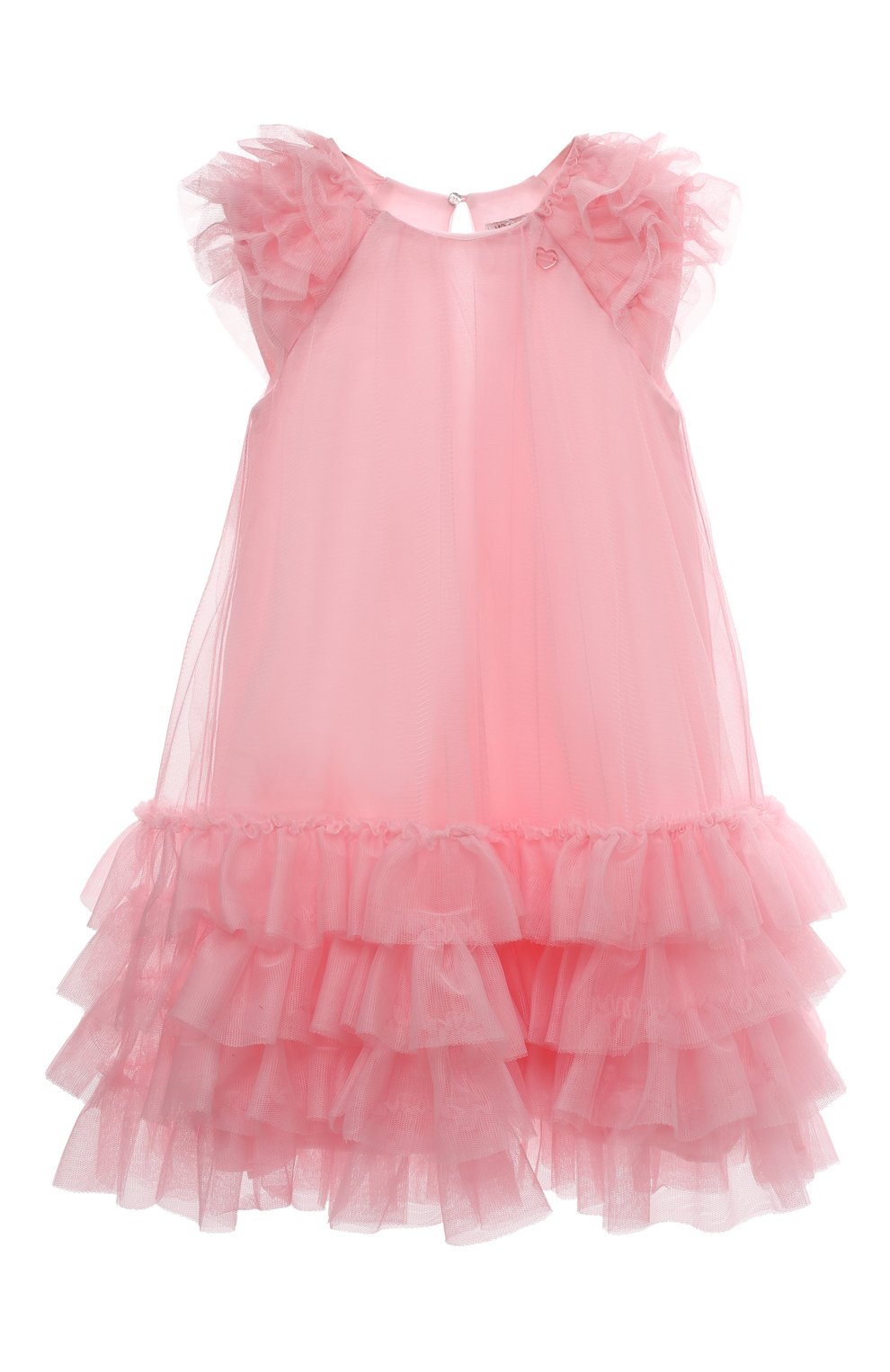 Детское платье MONNALISA розового цвета, арт. 17A902 | Фото 1 (Случай: Вечерний; Рукава: Короткие; Материал внешний: Синтетический материал; Девочки Кросс-КТ: Платье-одежда; Материал подклада: Хлопок)