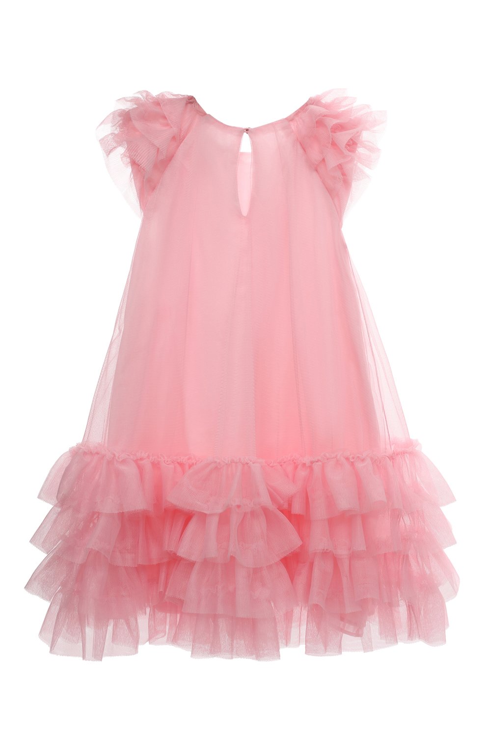 Детское платье MONNALISA розового цвета, арт. 17A902 | Фото 2 (Случай: Вечерний; Рукава: Короткие; Материал внешний: Синтетический материал; Девочки Кросс-КТ: Платье-одежда; Материал подклада: Хлопок)
