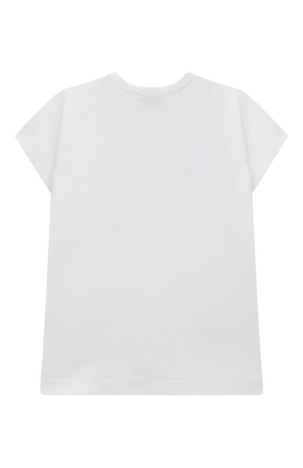 Детская хлопковая футболка MONNALISA белого цвета, арт. 11A608 | Фото 2 (Девочки Кросс-КТ: футболка-одежда; Рукава: Короткие; Материал внешний: Хлопок)