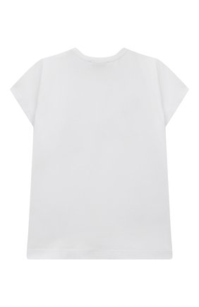 Детская хлопковая футболка MONNALISA белого цвета, арт. 11A608 | Фото 2 (Девочки Кросс-КТ: футболка-одежда; Рукава: Короткие; Материал внешний: Хлопок)
