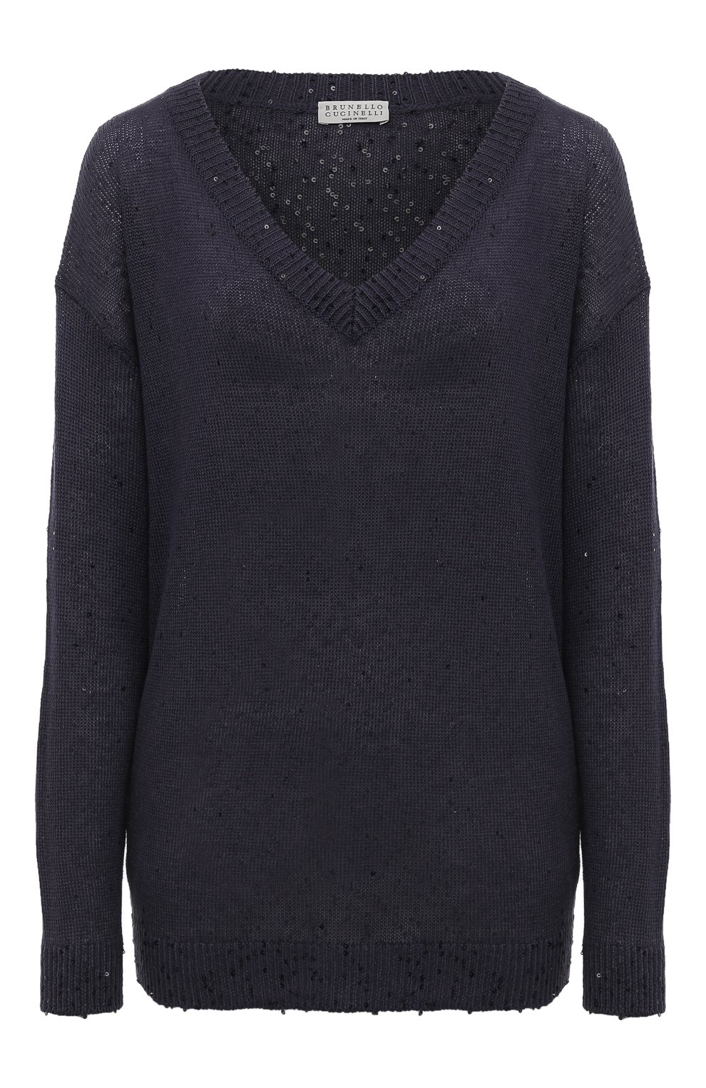 Женский темно-синий пуловер изо льна и шелка BRUNELLO CUCINELLI купить ...