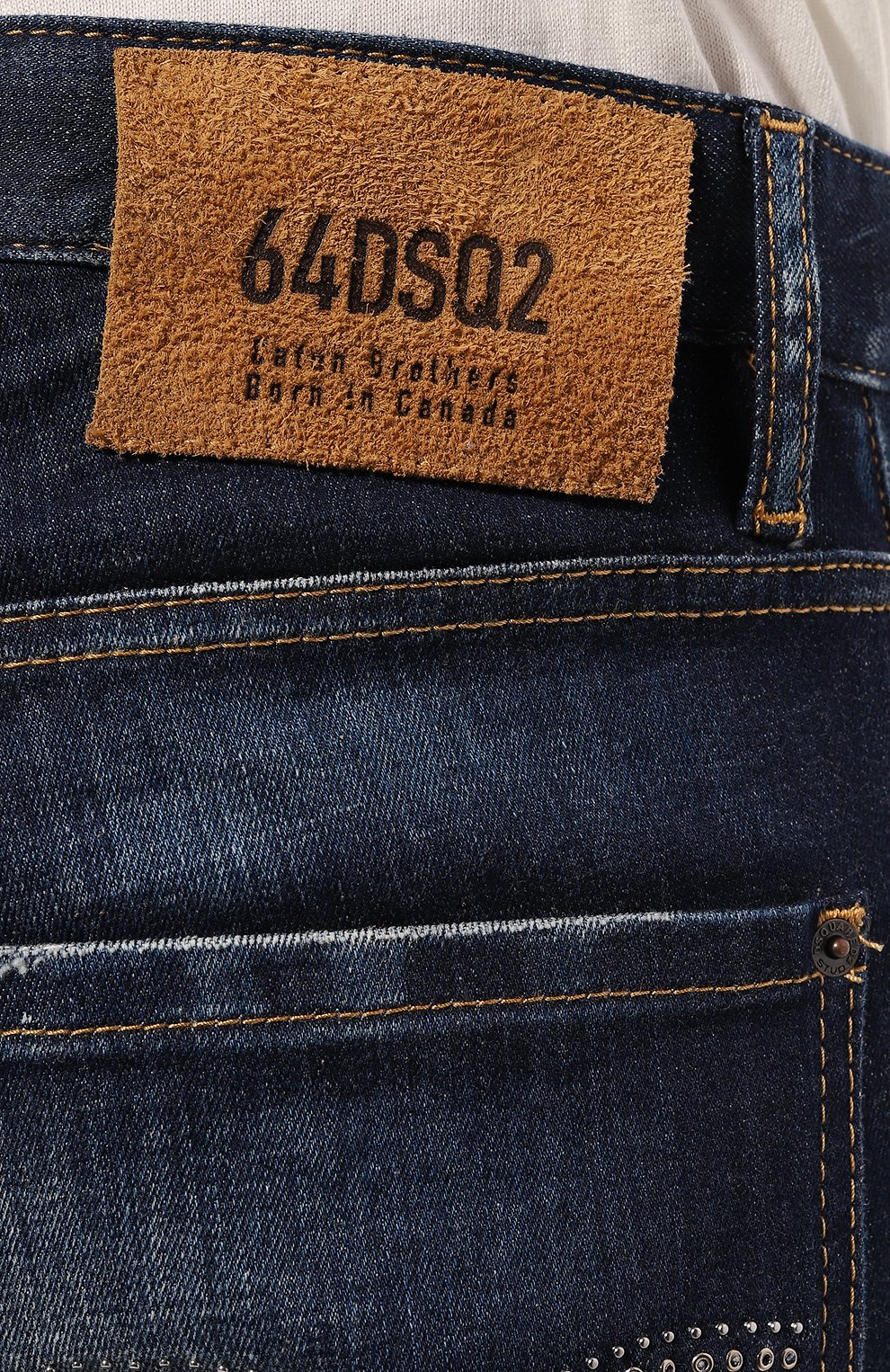 Мужские джинсы DSQUARED2 синего цвета, арт. S74LB1233/S30342 | Фото 5 (Силуэт М (брюки): Прямые; Кросс-КТ: Деним; Длина (брюки, джинсы): Стандартные; Стили: Гранж; Материал внешний: Хлопок, Деним; Детали: Потертости)