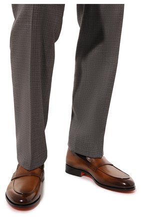 Мужские кожаные лоферы SANTONI коричневого цвета, арт. MCCG18465BB2B0BRN01 | Фото 3 (Материал внутренний: Натуральная кожа; Стили: Классический)