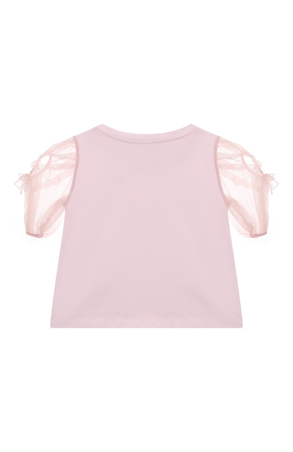Детский хлопковый топ MONNALISA розового цвета, арт. 71A303 | Фото 2 (Рукава: Короткие; Девочки Кросс-КТ: топ-одежда; Материал внешний: Хлопок)