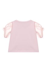 Детский хлопковый топ MONNALISA розового цвета, арт. 71A303 | Фото 2 (Рукава: Короткие; Девочки Кросс-КТ: топ-одежда; Материал внешний: Хлопок)