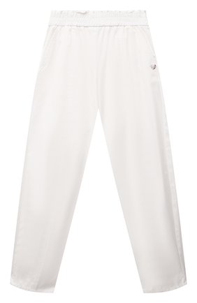 Детские хлопковые брюки MONNALISA белого цвета, арт. 17A400 | Фото 1 (Случай: Повседневный; Материал внешний: Хлопок)