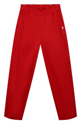 Детские хлопковые брюки MONNALISA красного цвета, арт. 17A400 | Фото 1 (Случай: Повседневный; Материал внешний: Хлопок)