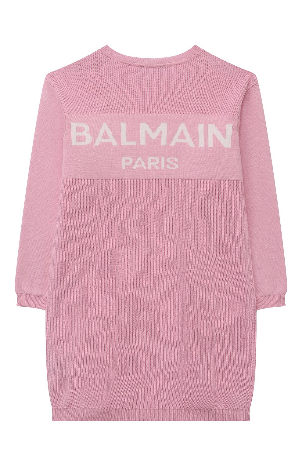 Детское хлопковое платье BALMAIN розового цвета, арт. BS1A20 | Фото 2 (Рукава: Длинные; Случай: Повседневный; Материал внешний: Хлопок; Девочки Кросс-КТ: Платье-одежда)