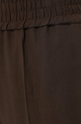 Женские брюки из вискозы и льна BRUNELLO CUCINELLI темно-коричневого цвета, арт. MH126B1071 | Фото 5 (Длина (брюки, джинсы): Стандартные; Женское Кросс-КТ: Брюки-одежда; Силуэт Ж (брюки и джинсы): Прямые; Материал внешний: Вискоза; Стили: Кэжуэл)