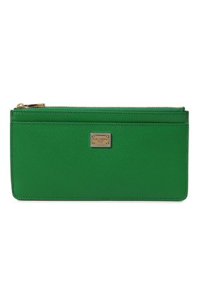 Женский кожаный футляр для кредитных карт DOLCE & GABBANA зеленого цвета, арт. BI1265/A1001 | Фото 1 (Материал: Натуральная кожа)