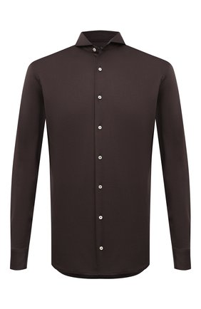 Мужская хлопковая рубашка VAN LAACK темно-коричневого цвета по цене 32800 руб., арт. PER-L/180031 | Фото 1