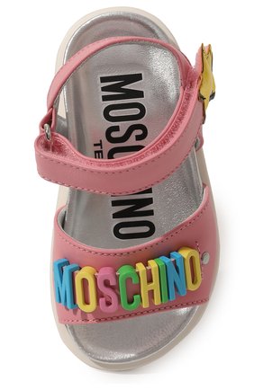 Детские кожаные сандалии MOSCHINO розового цвета, арт. 74415/24 | Фото 4 (Материал внутренний: Натуральная кожа)