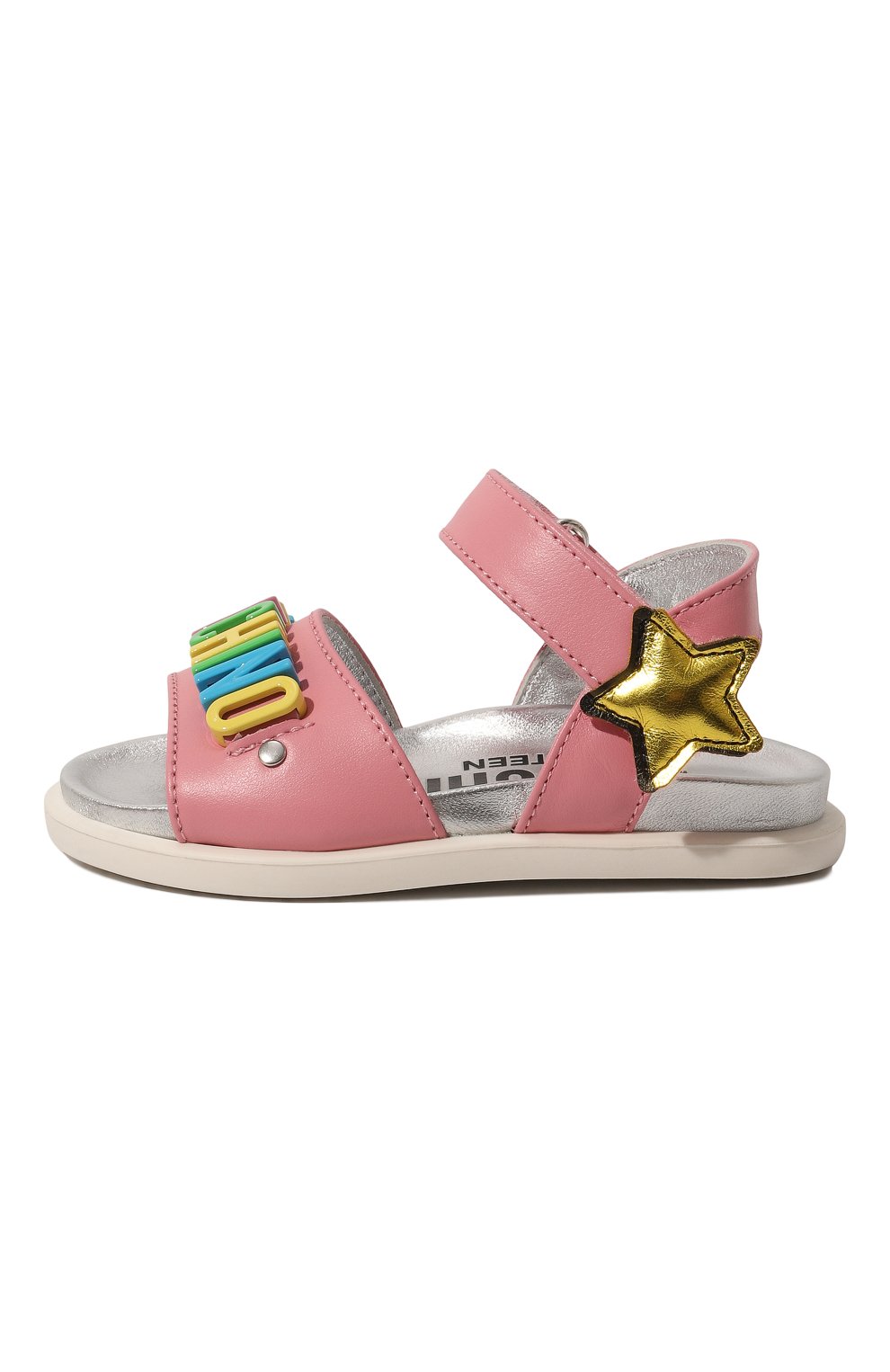 Детские кожаные сандалии MOSCHINO розового цвета, арт. 74415/25 | Фото 2 (Материал внутренний: Натуральная кожа)